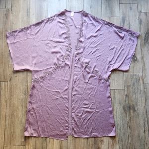 Victoria's Secret Kimono Robe Lace Silky Mauve XS / S